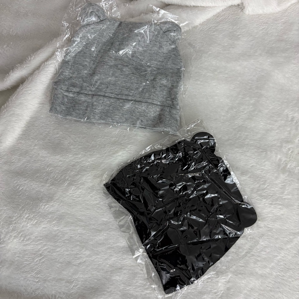 Gray and Black Two Pack Baby Hats